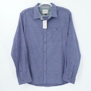 Flag & Anthem Shirt‎ Mens XL Blue Herringbone Long Sleeve Button Down Casual